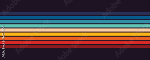 Abstract 1970's background design in futuristic retro style with colorful lines. Vector illustration.