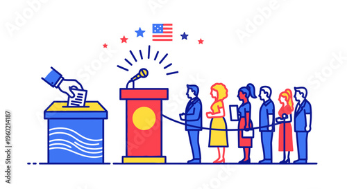 People standing in line voting democracy.