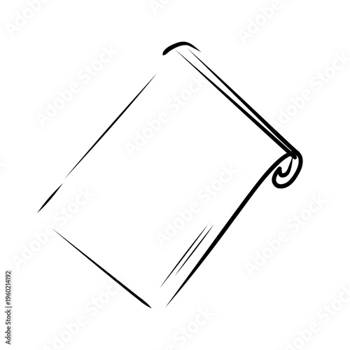 Cute Paper Scroll Icon Flat Vector Illustration, Document Doodle Style