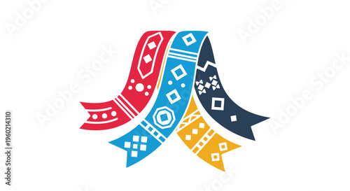 Colorful ribbons with decorative patterns.