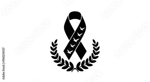 Black awareness ribbon with laurel wreath.