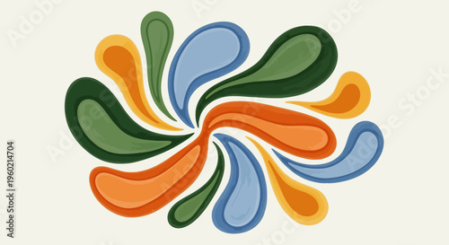 Abstract colorful organic shapes swirling in a dynamic pattern, modern graphic design element illustration for backgrounds and decor.