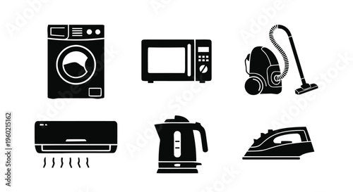 Vector illustration of set of household appliances icons