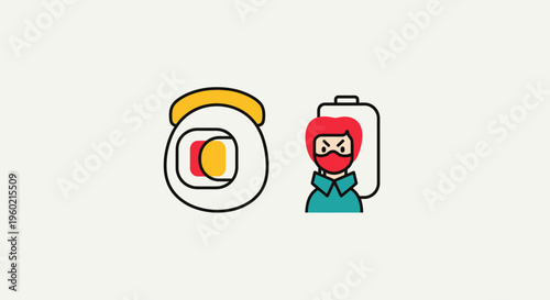 Security camera icon observing a masked hacker, symbolizing cybercrime, data theft, online privacy breaches, and digital surveillance threats.