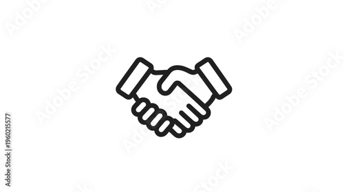 Black and white illustration of two hands clasped in a handshake, symbolizing agreement