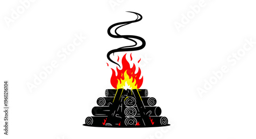 Burning Logs with Rising Smoke.