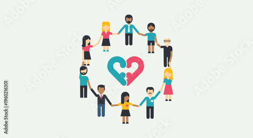 Diverse group of people holding hands.