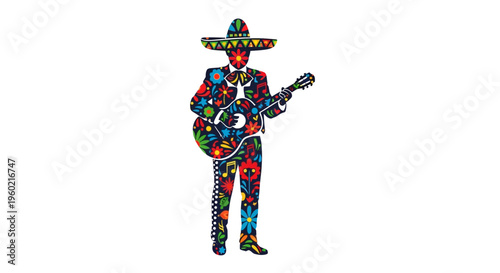 Man in sombrero playing guitar.