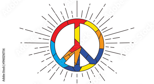 Colorful Peace Sign Symbol Design.