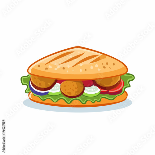 Delicious Falafel Sandwich with Fresh Vegetables and Bread.