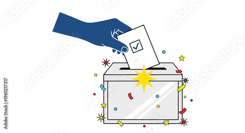 Hand putting ballot into box.