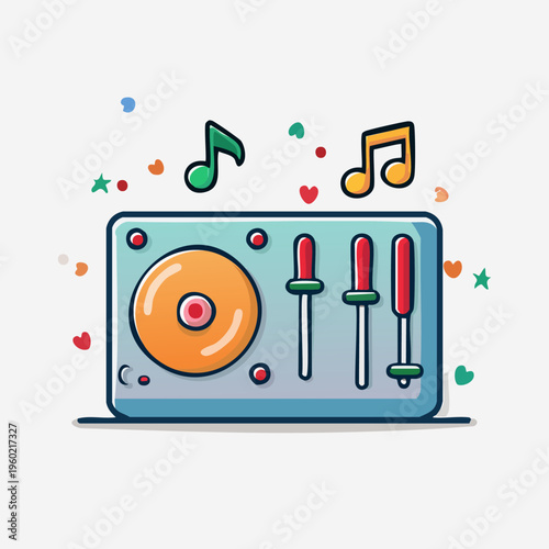 DJ Turntable Music Mixer Icon.