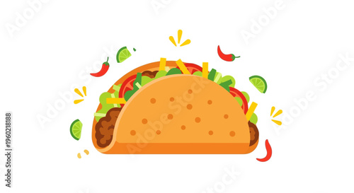 Taco with fresh green lettuce.