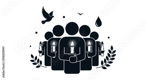 Black and white people icons group.