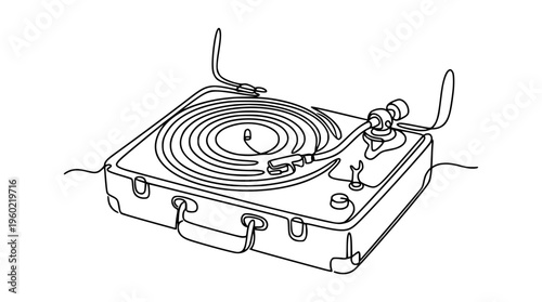 Vintage portable record player with suitcase design