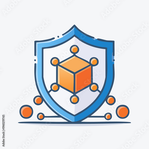 Secure Blockchain Network Protection Shield Icon.