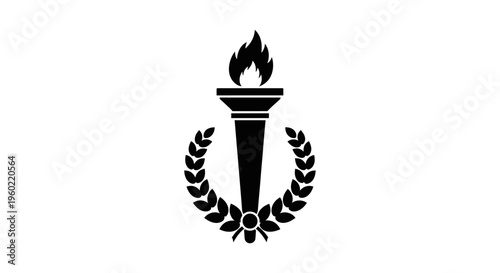Black torch with flame and laurel.