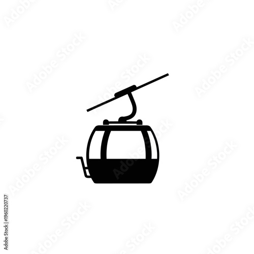 Sleek minimalist cable car icon representing winter sports transportation and mountain resort travel experiences with a clean aesthetic