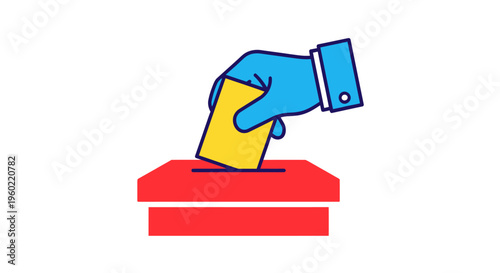 Hand putting paper in ballot box.