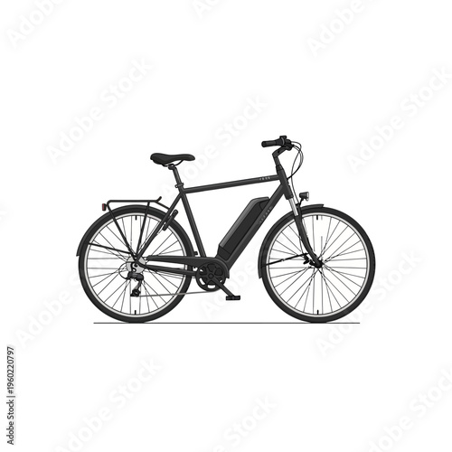 Sleek black electric bicycle isolated vector illustration, representing eco-friendly urban transportation and modern sustainable commuting solution