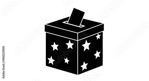Black and white ballot box stars.