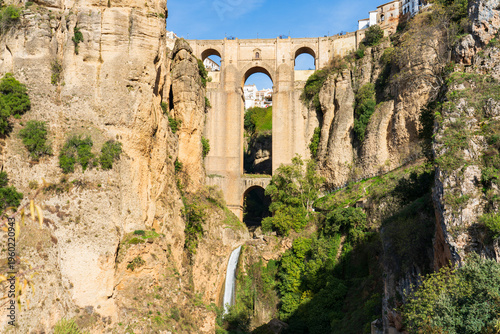 The Puente Nuevo bridge in El Tajo gorge in Ronda town in Spain
