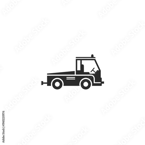 Clean Vector Silhouette of an Airport Pushback Tractor, Essential Ground Support Equipment for Aircraft Towing and Logistics Operations