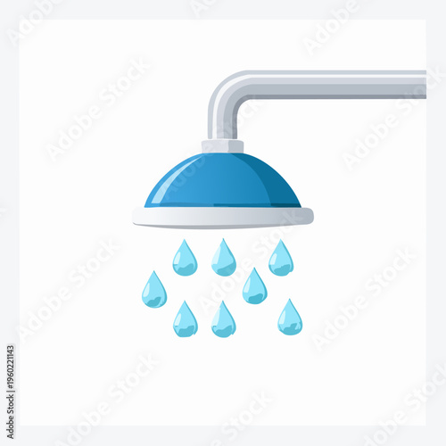 Shower head with water drops on a white background.