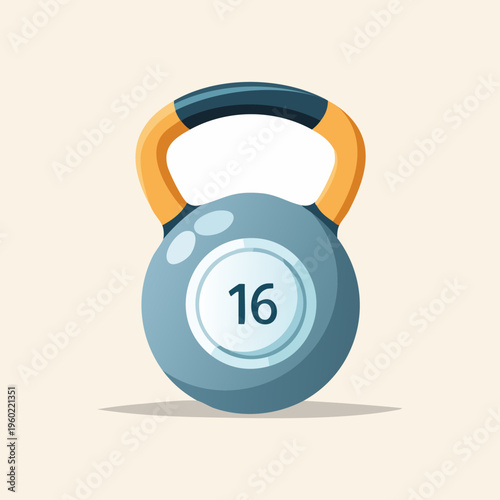 Single kettlebell with 16 kg weight for fitness training.