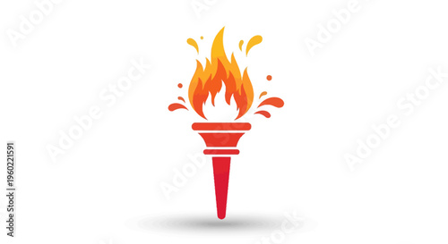 Torch with orange yellow flame.