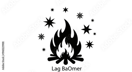 Black silhouette of a campfire burning.