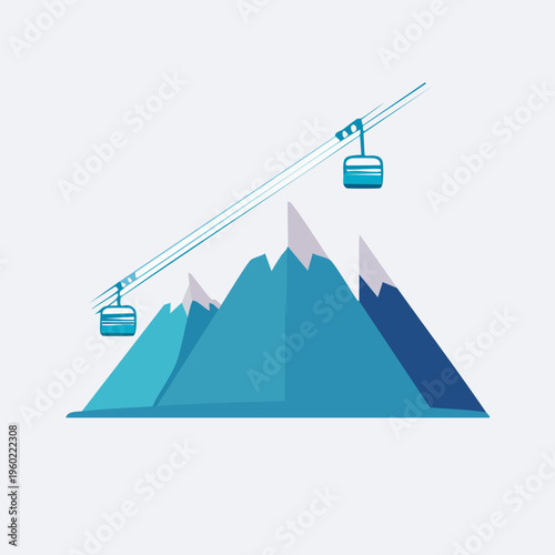 Ski lift over snow-capped mountains on a clear day.