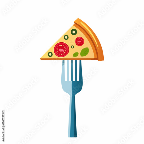 Slice of Pizza on Fork.