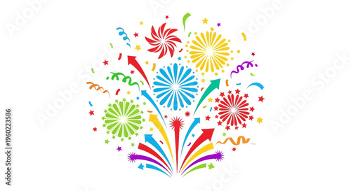 Colorful fireworks exploding in air.