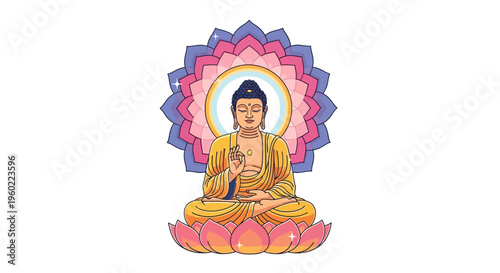 Buddha statue in meditation position.