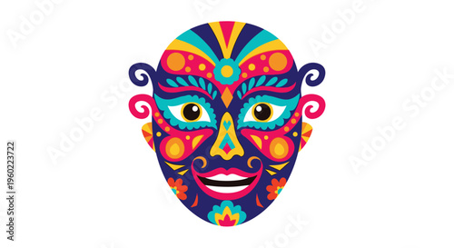 Colorful decorative face mask design art.