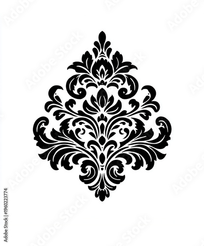 Black Symmetrical Ornamental Floral Pattern