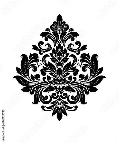 Black Symmetrical Ornamental Floral Pattern