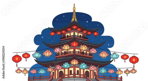 Colorful Asian Temple Pagoda Architecture 1.