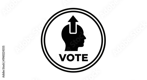 Black and white vote head silhouette.