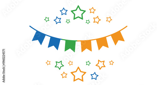 Colorful Party Bunting Flags Decoration.