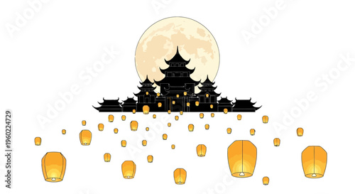 Lanterns floating in the air.