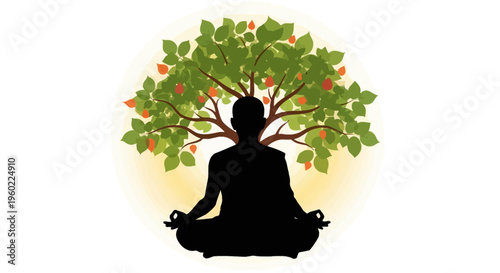 Person meditating in lotus position.