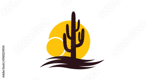 Cactus plant in desert landscape scene.