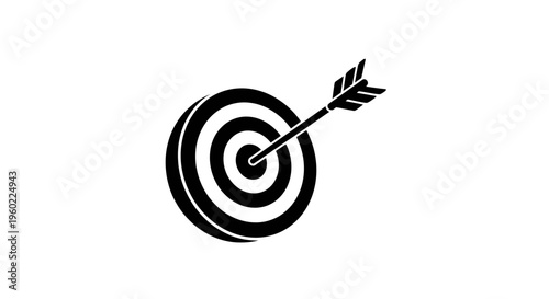 Black target with arrow hitting bullseye.