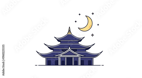 Traditional Asian Pagoda Architecture Design.
