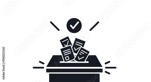 Black box with checked documents.