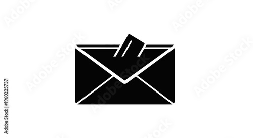Black and white envelope icon symbol.