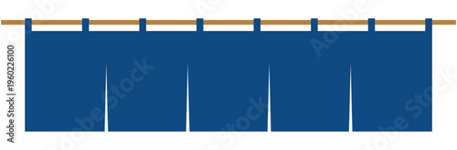 紺色の横長のれんイラスト | 半のれん・水引のれん | シンプルな店舗看板デザイン素材 | ベクター