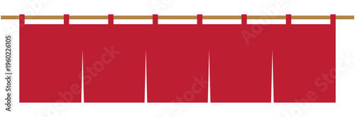 赤色の横長のれんイラスト | 半のれん | ラーメン店や屋台の和風看板素材 | ベクター